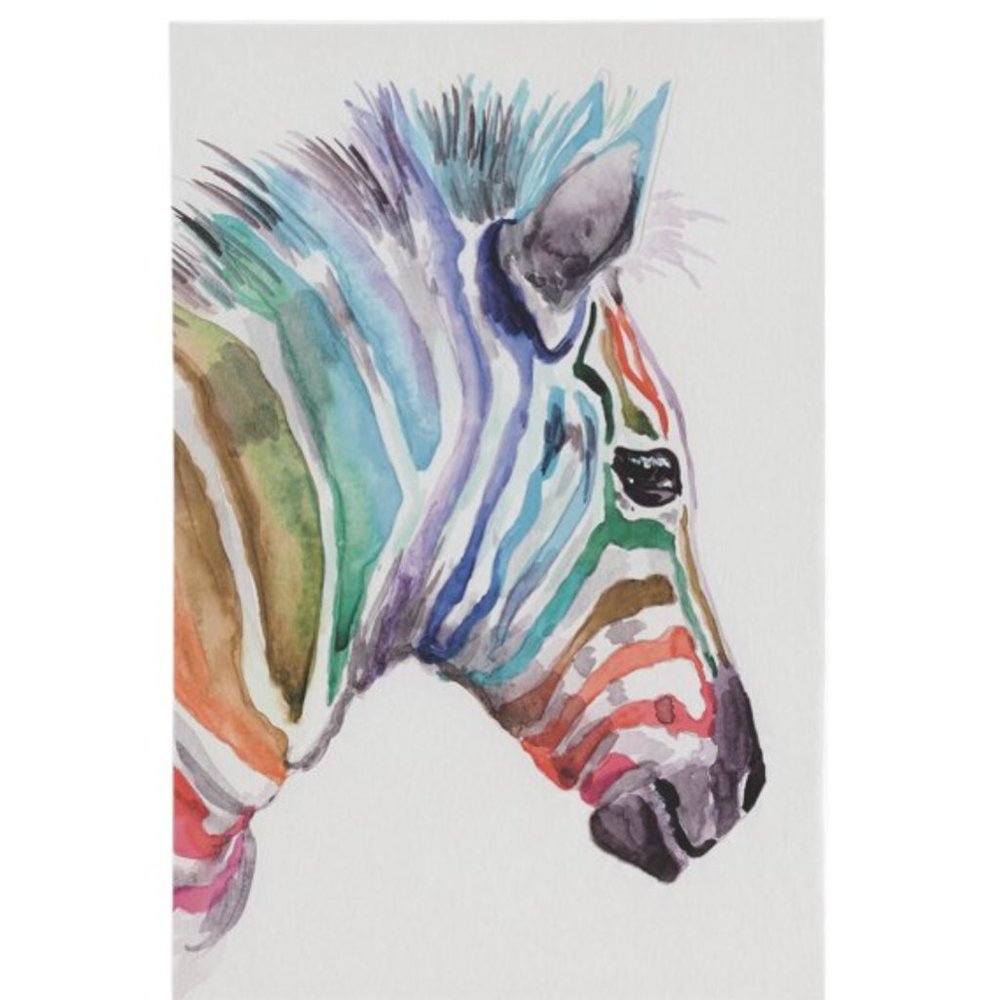 NEW SALTORO ZEBRA PRINT CANVAS WALL ART WOODEN FRAME MULTICOLOR